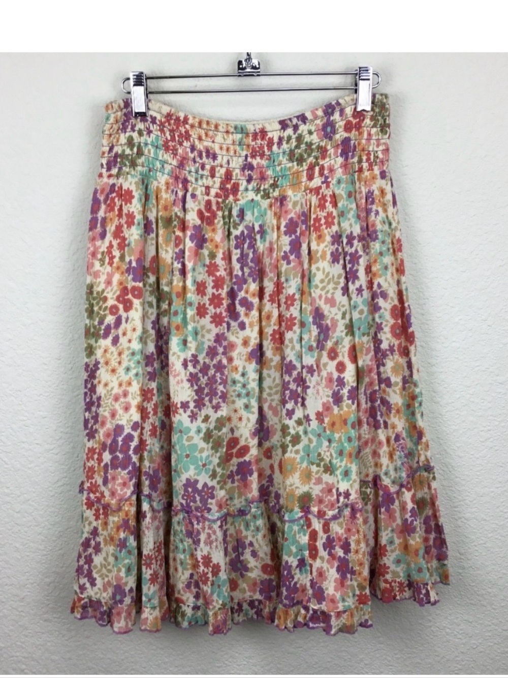 ️☀️ Anthropologie Fei floral skirt Cotton,lined elastic waist size Small - Picture 2 of 8